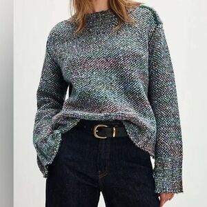 Free People Cotton Candy Pullover sweater Blue gemstone combo color size Small